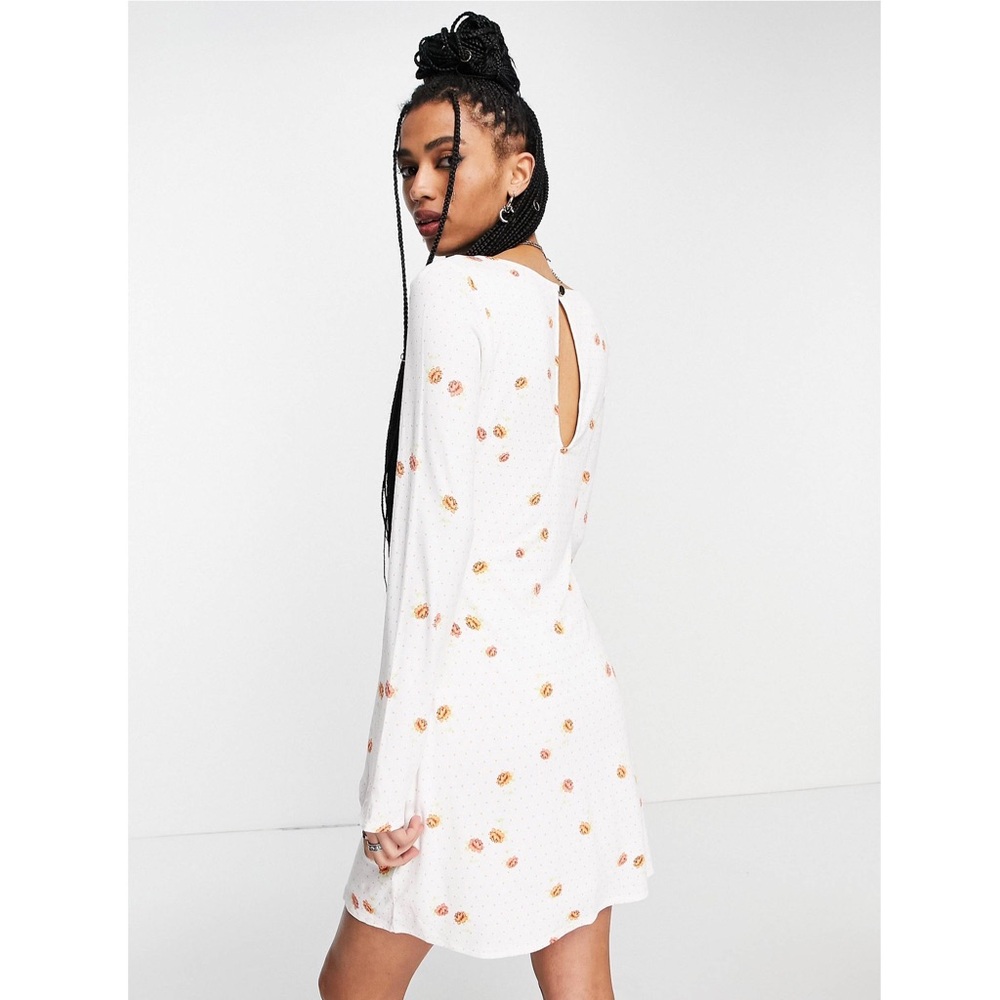 NWOT Free People Celia Polka Dot Feminine Mini Dress, Ivory - Size L - Picture 2 of 9